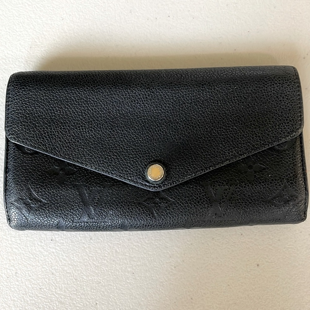 Louis Vuitton Black Monogram Empreinte Portefeiulle Sarah Wallet